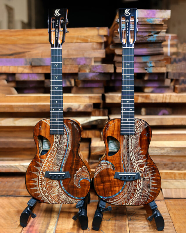 Kanile'a custom ukuleles created for American Idol's Iam Tongi and Oliver Steele